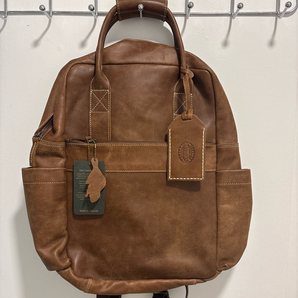 Roots Classic Tan Leather Backpack